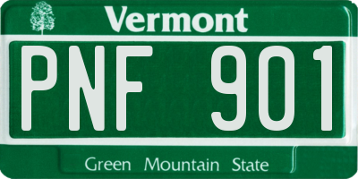 VT license plate PNF901