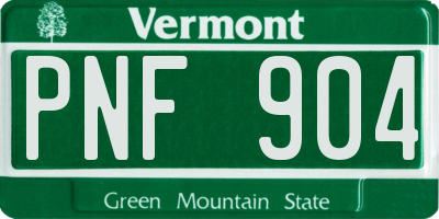 VT license plate PNF904