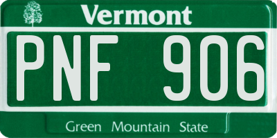 VT license plate PNF906