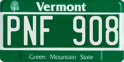 VT license plate PNF908