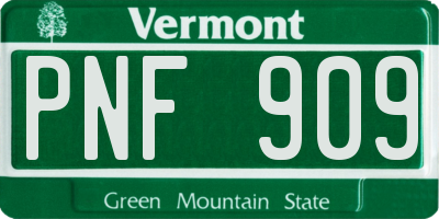 VT license plate PNF909