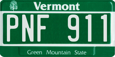VT license plate PNF911