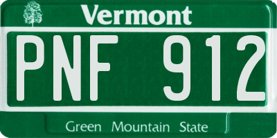 VT license plate PNF912