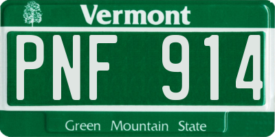 VT license plate PNF914