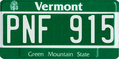 VT license plate PNF915