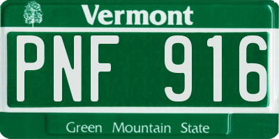 VT license plate PNF916