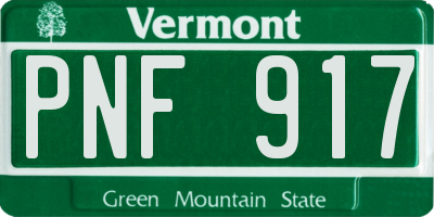 VT license plate PNF917