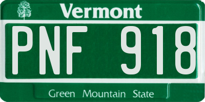 VT license plate PNF918