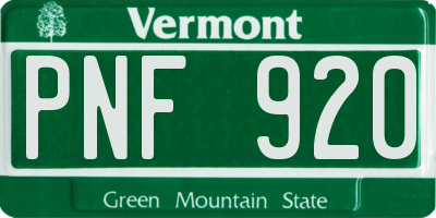 VT license plate PNF920