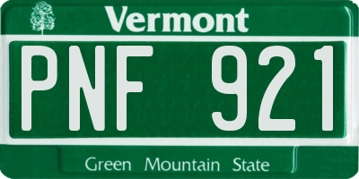 VT license plate PNF921