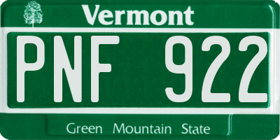VT license plate PNF922