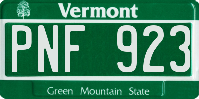 VT license plate PNF923