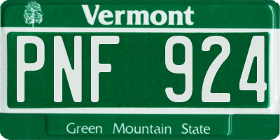VT license plate PNF924