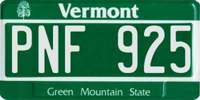 VT license plate PNF925