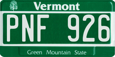 VT license plate PNF926
