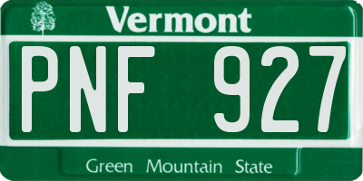 VT license plate PNF927
