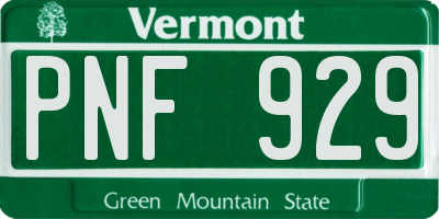 VT license plate PNF929