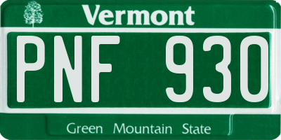 VT license plate PNF930