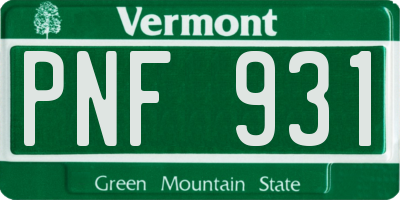 VT license plate PNF931