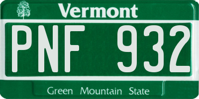 VT license plate PNF932