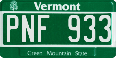 VT license plate PNF933