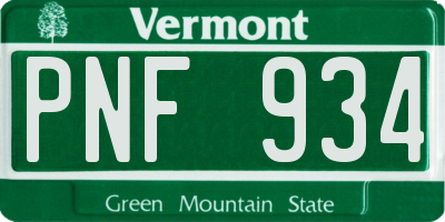 VT license plate PNF934