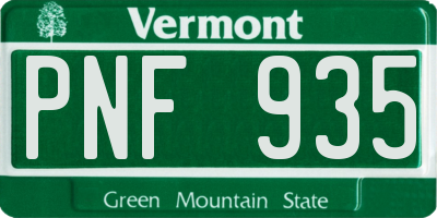 VT license plate PNF935