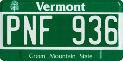 VT license plate PNF936