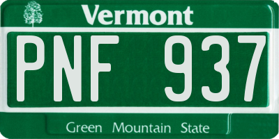 VT license plate PNF937
