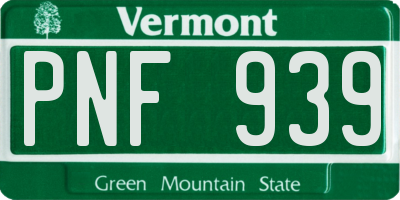VT license plate PNF939