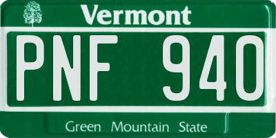 VT license plate PNF940