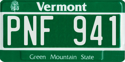 VT license plate PNF941