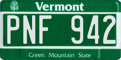 VT license plate PNF942