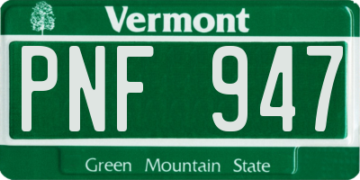 VT license plate PNF947
