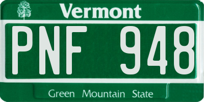 VT license plate PNF948