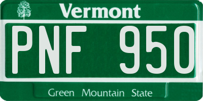 VT license plate PNF950