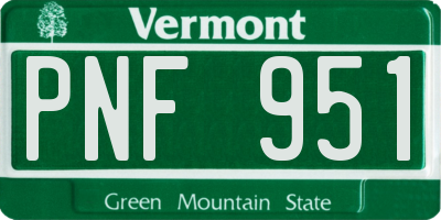 VT license plate PNF951
