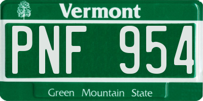 VT license plate PNF954