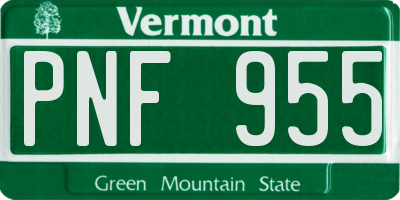 VT license plate PNF955