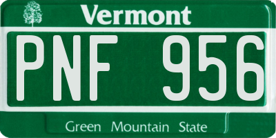 VT license plate PNF956