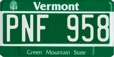VT license plate PNF958