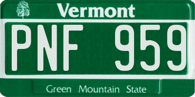 VT license plate PNF959