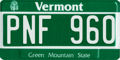 VT license plate PNF960