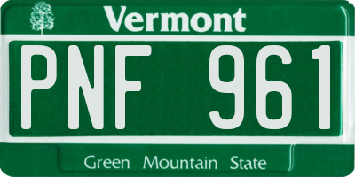 VT license plate PNF961