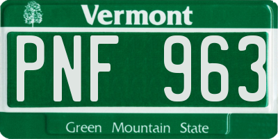 VT license plate PNF963