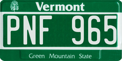 VT license plate PNF965