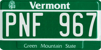 VT license plate PNF967