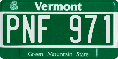 VT license plate PNF971