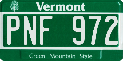 VT license plate PNF972