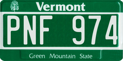 VT license plate PNF974